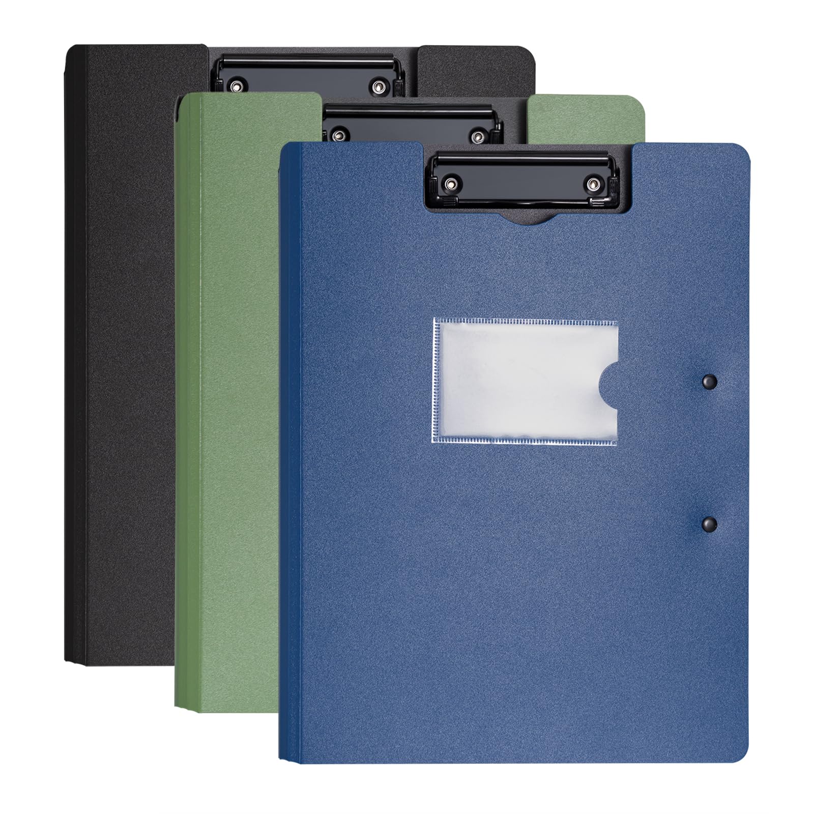 Hotyin Clipboard Folder, 6 Pack A4 Clipboards with Double Clips, Fold Over Clip Boards, Plastic Clipboard with Pocket for Office School Warehouse, 3 Colours