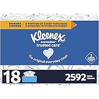Kleenex Expressions Trusted Care Facial Tissues, 18 Flat Boxes, 144 Tissues per Box, 2592 Total Tissues