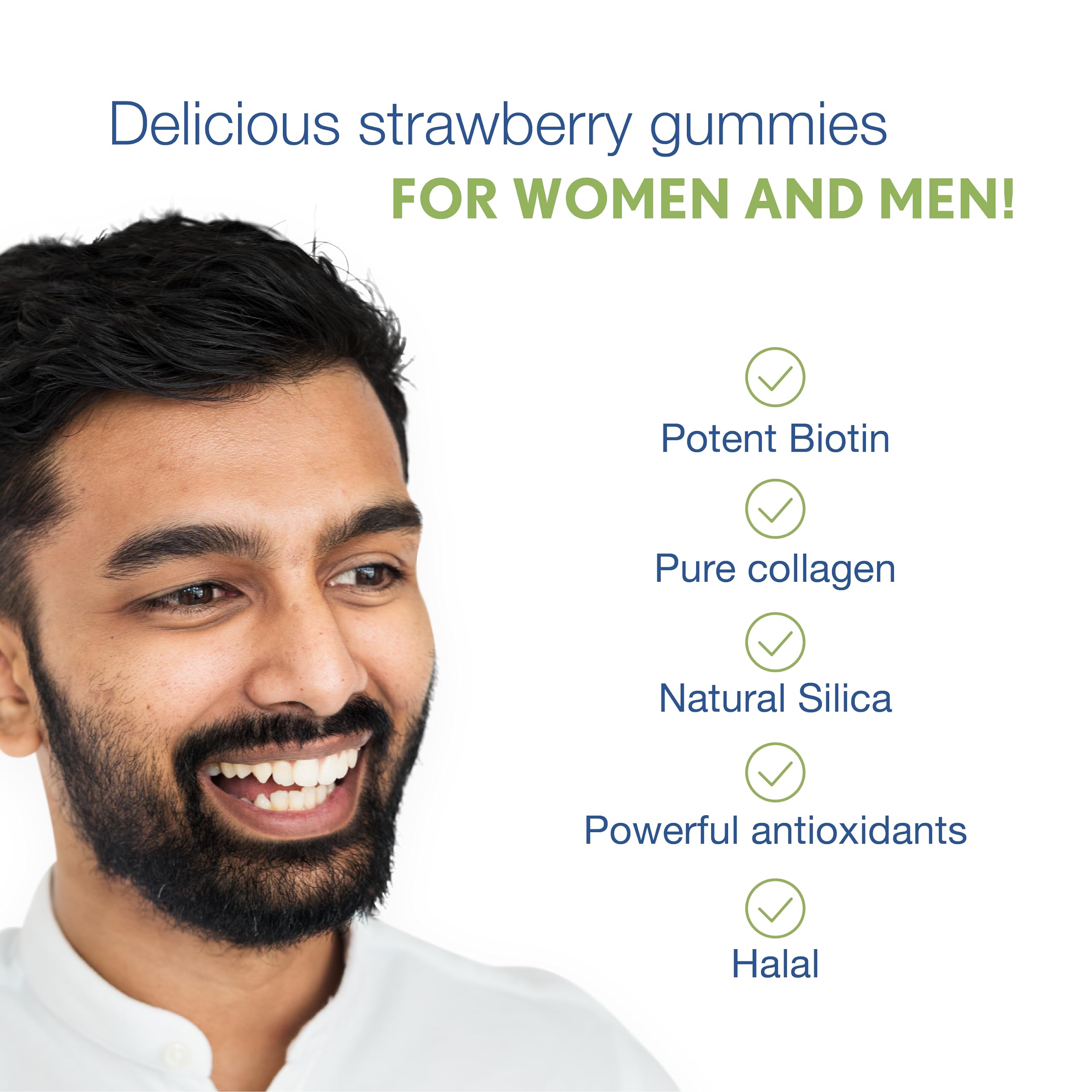 Noor Vitamins Halal Hair Vitamins Biotin, Collagen, Silica, Vitamin C & E Supports Hair, Skin & Nail Health; Natural Strawberry Gummy Vitamins. GMO, Gluten Free & a Certified Halal Vitamin (90 Count)