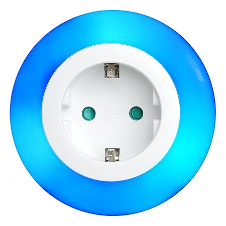 i-SOTA LED Nachtlicht, Steckdosen Licht als Zwischenstecker, Kinder Sicherung, Farbwechsel Weiß Blau Grün über Touch-Schalter