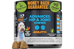 GOOGIPET NATURAL PET PRODUCTS Googipet Hip and Joint Supplement for Dogs - Glucosamine for Dogs – Soft Chews w/Green Lipped Mussels for Dogs, Turmeric for Dog Arthritis, Pain Relief, & Mobility, Ages, & Breeds