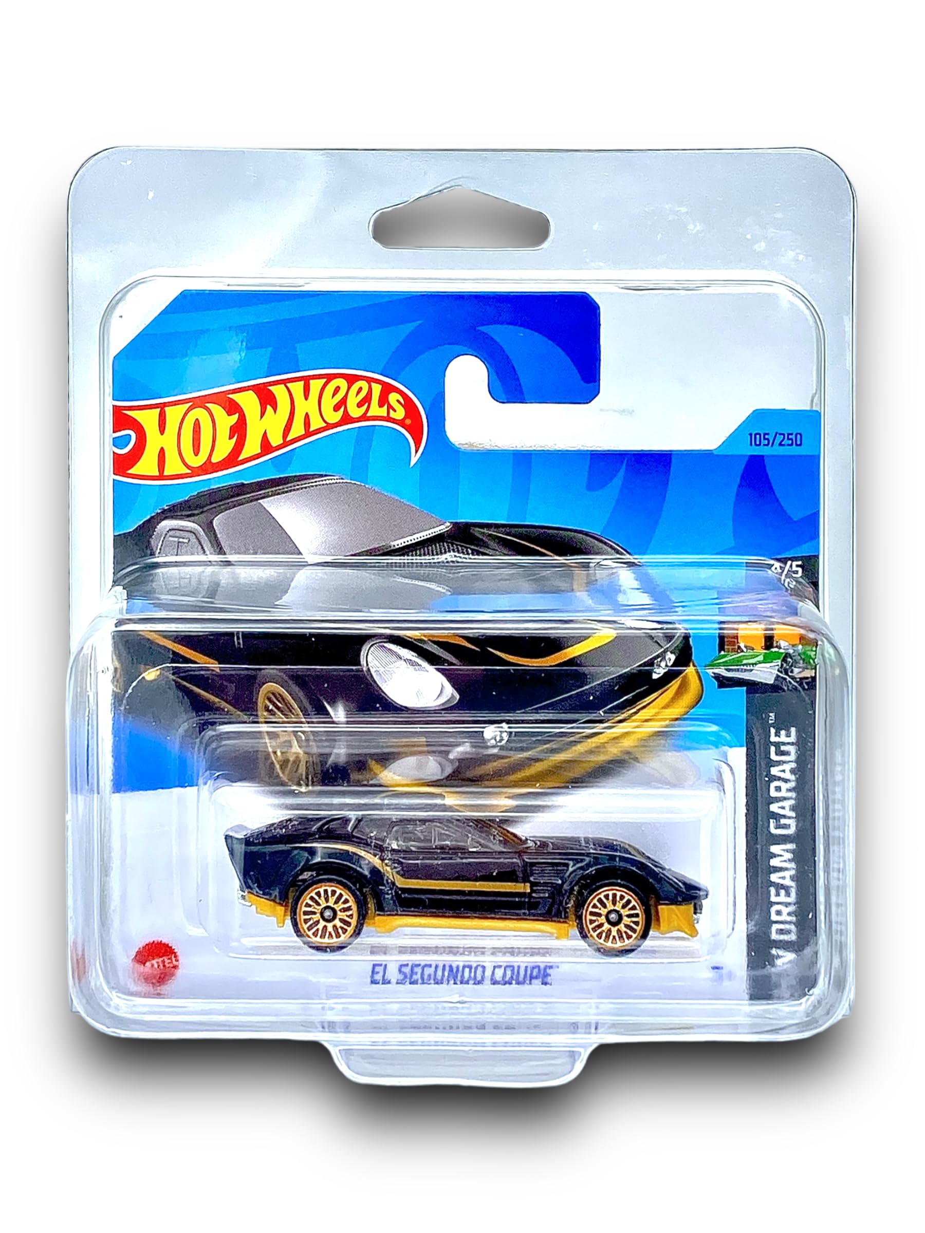 Hot Wheels El Segundo Coupe (Black & Gold) 4/5 HW Dream Garage - 2023-105/250 (Short Card) - COMES IN A KLAS CAR KEEPER PROTECTIVE COLLECTORS CASE - HKJ96
