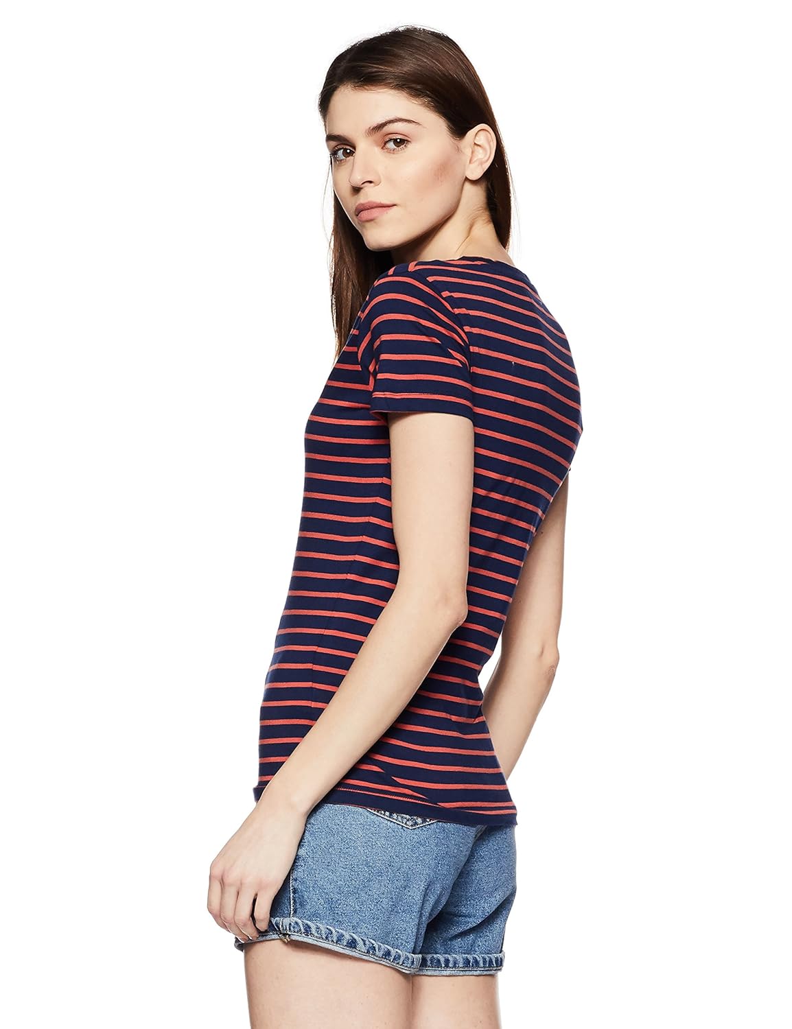 symbol amazon brand women's striped regular fit t-shirt