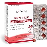 Gentle Iron Supplement for Women Anemia: Slow Release Iron Pills Clinically Shown to Support Iron for Prenatal Pregnant Patented SunActive Tech, with Folic Acid, B12, Vitamin C & B6, 18 mg, 20 Tablets