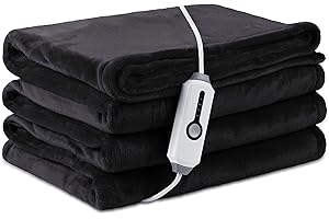 LaffyLo Electric Heated Blanket Full Size 72×84, Breathable & Luxurious Flannel, Soft Warm Gift with Over-Heat Protection, 4 Heating Levels & 10 H Auto Shut Off, Machine Washable, Dark Grey