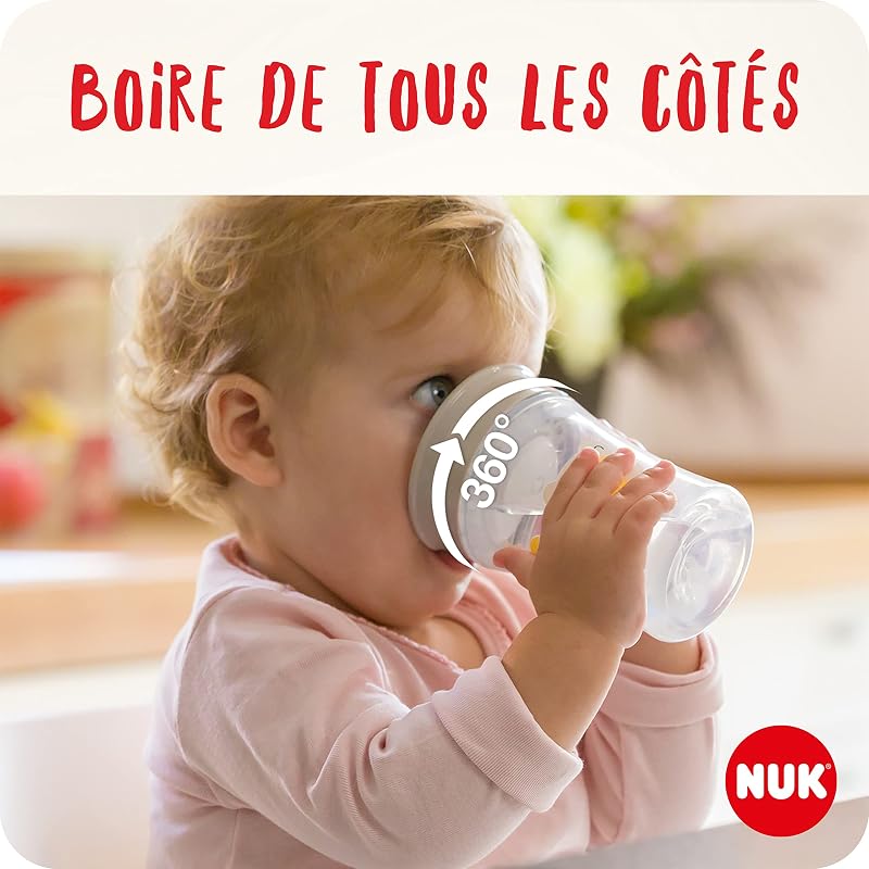 Magic Cup Tasse d’Apprentissage | Bordure 360° Antifuites, pour Bébé 8+ Mois | 230 ml, Crabe (Rouge) / Chat (Turquoise), 2 Unités