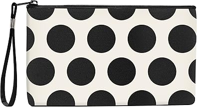 black and white polka dot clutch bag