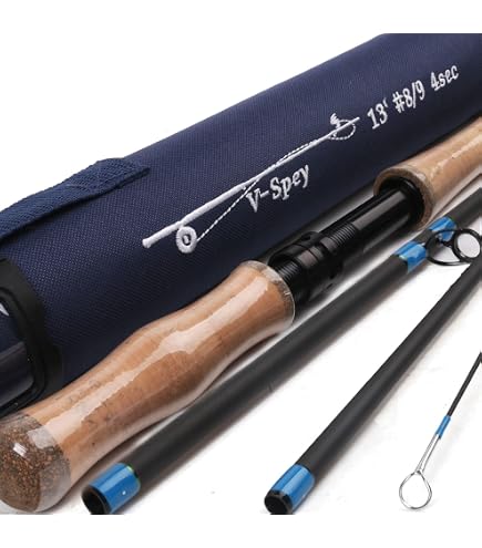 13' Spey Fly Fishing Rod 6 Sections 13FT 8/9 Spey Rod Carbon Fiber