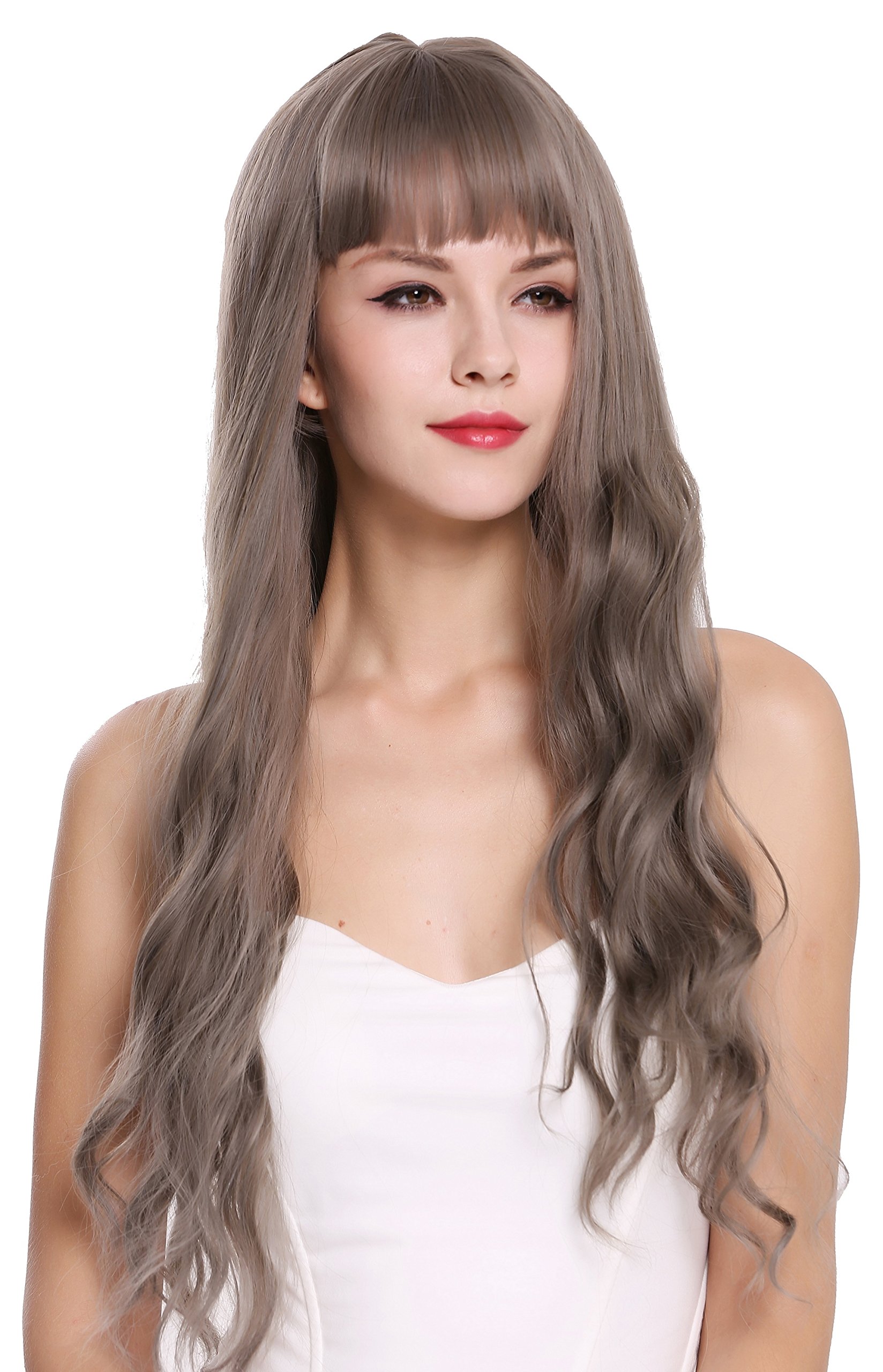 WIG ME UP - C8183-8A/10A Quality women's wig lady fringe long very wavy brown grey mix