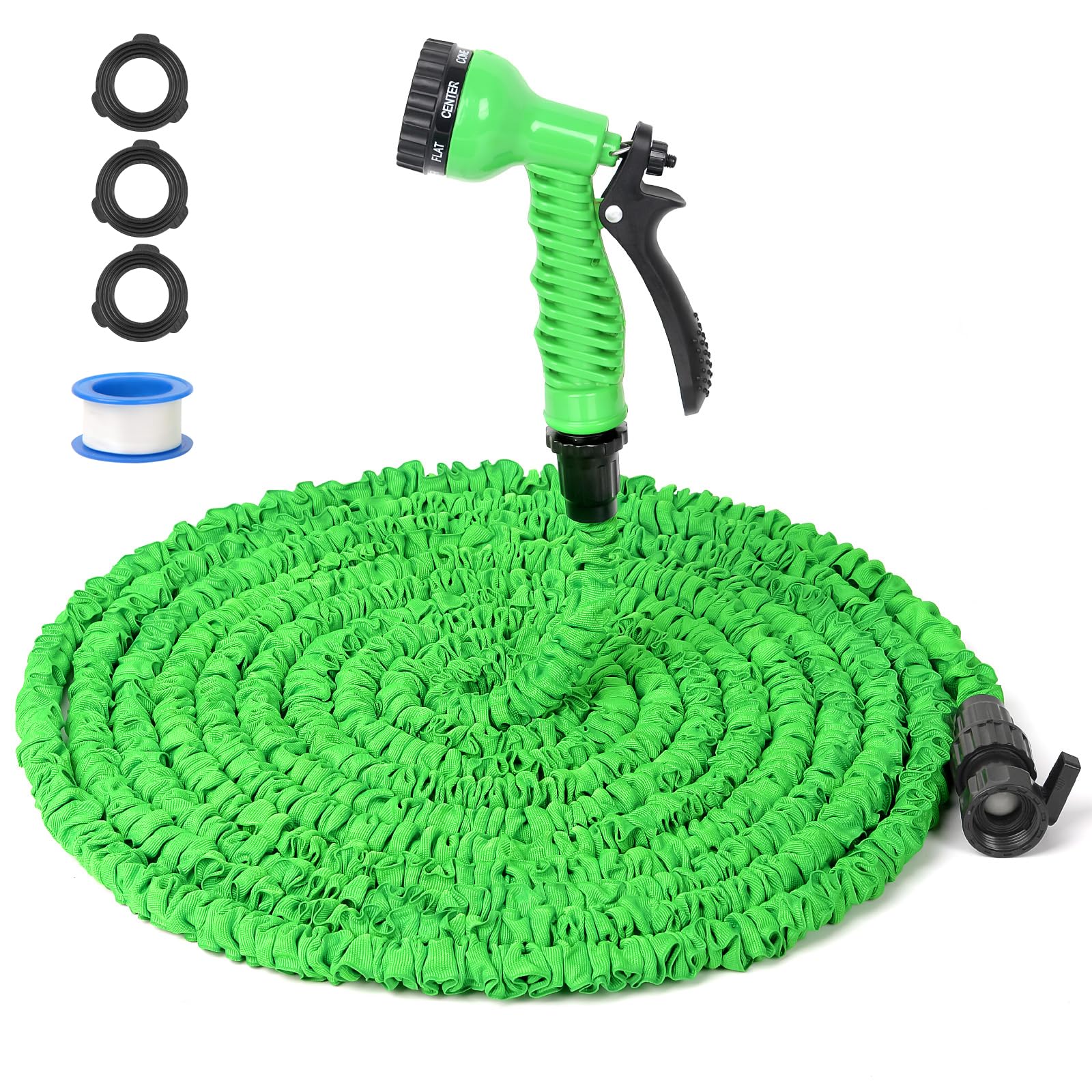 Photo 1 of Garden Hose Water Pipe Expandable - Upgraded 50FT Expandable Water Hose with 7 Pattern Spray Nozzle, Retractable Latex Core, New Flexible Expanding Hose 50FT MISSING HARDWARE