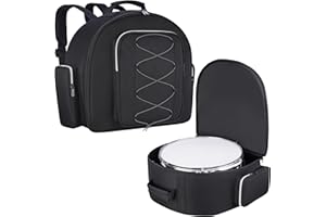 ALEEMIN Snare Drum Bag 14 x 6.5'', Snare Drum Backpack Bag with 8MM Thick Padded, Drum Case Carrying Gig-bag with Multi-pocket, Heavy Duty, Durable, Comfortable