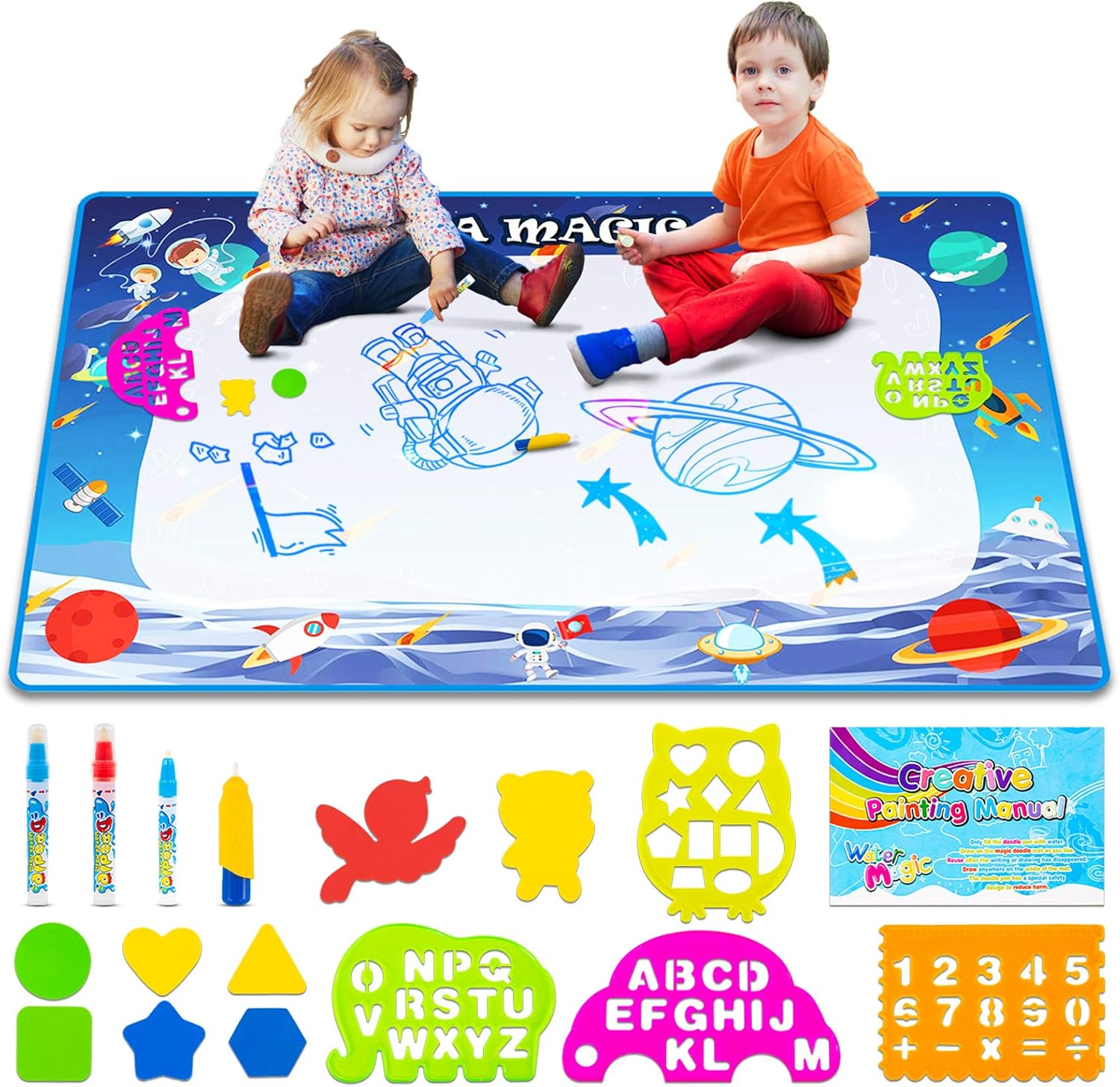 Aqua Magic Doodle Mat, XLarge 47" x 31" Space Theme Water