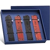 Outus 4 Pieces Wooden Bookmarks for Men Women Employee Appreciation Gifts Valentine's Day Gifts for Men Vintage Handmade Bookmarks Natural Wood Carving for Book Lovers Birthday(Elegant Style)