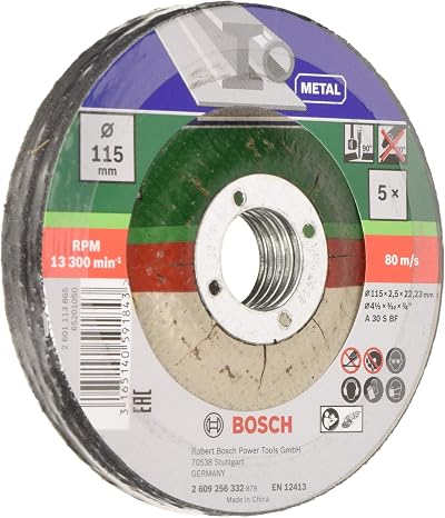 Bosch 5-Piece Cutting Disc Set with Depressed Centre 115 mm D