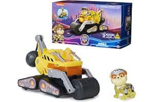 Paw Patrol: The Mighty Movie, Construction Toy Truck with Rubble Mighty Pups Action Figure, Lights and Sounds, Kids Toys for Boys & Girls 3+