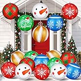 Jetec 18 Pcs 16 Inch Giant Inflatable Christmas Ball PVC Hanging Decorated Christmas Inflatables Indoor Outdoor Xmas Ornaments for Tree Yard Lawn Porch Holiday Festive Decorations(Classic Style)
