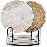 6Pcs Absorbent Coasters Set with Holder,Ceramic Drink Coaster,4 in（A1） | Marble Style Ceramic Drink Coaster,Suitable for Kinds of Cups,Modern Style Coaster for Coffee Table