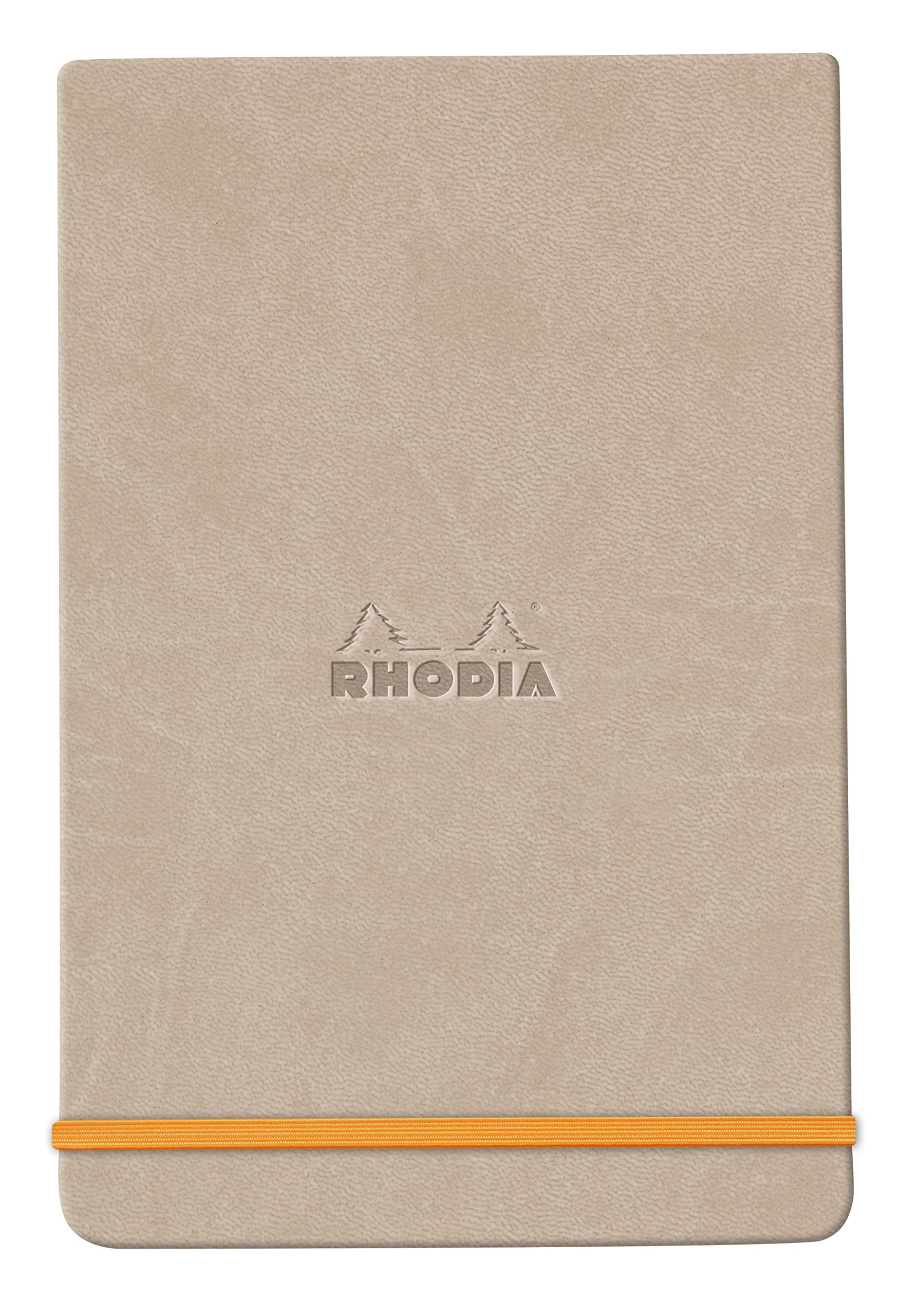 RHODIA 194348C - Rigid Notebook Webnotepad Beige - A6 - Lined - 192 Detachable Pages - Ivory Clairefontaine Paper 90 g/m - Bookmark, Elastic Closure - Faux Leather Cover - Rhodiarama