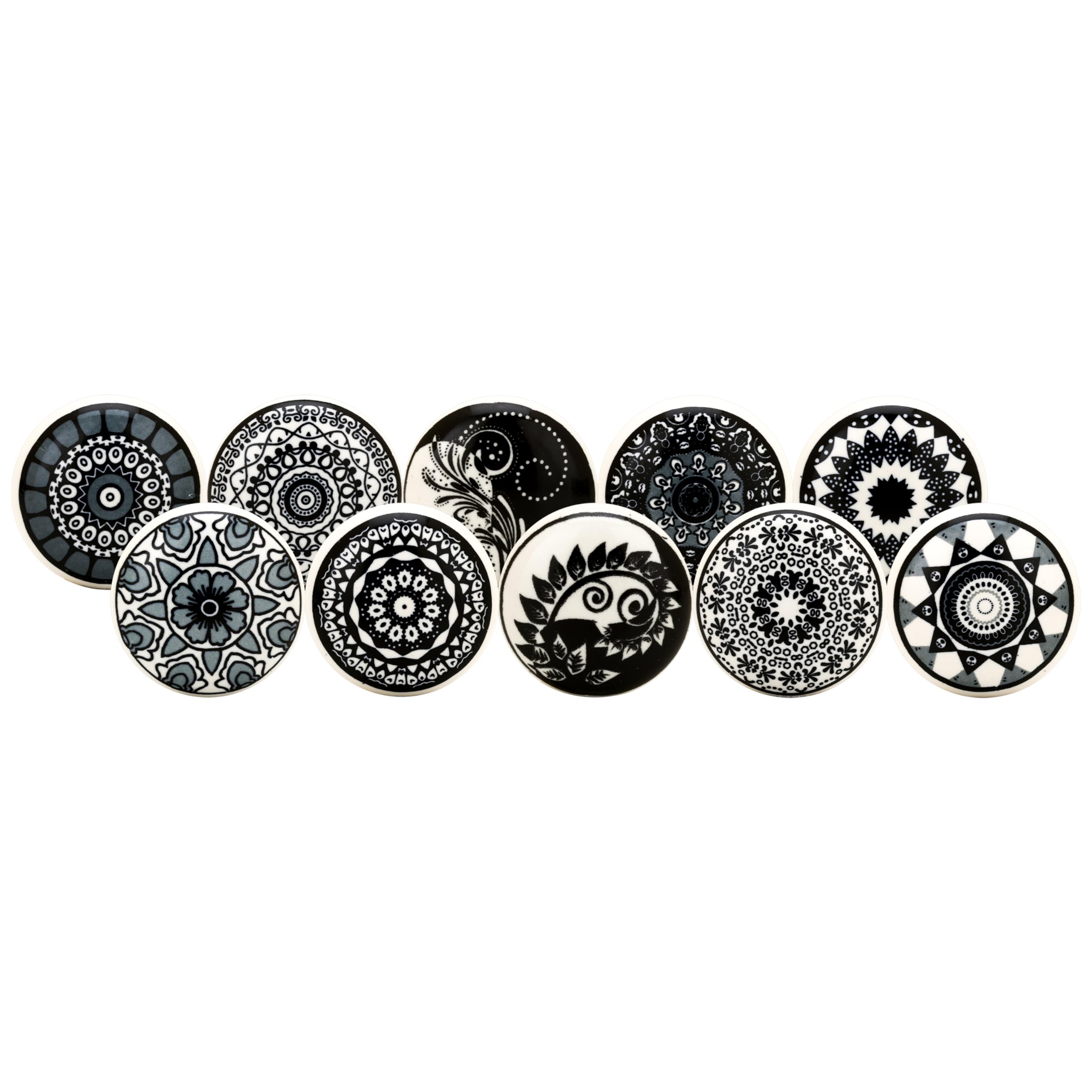 Craft Trade Knobs for Cabinets and Drawers Assorted Black Mandala Knobs Vintage Ceramic Door Knobs Mandala Kitchen Furniture Pull Handles Cabinets Cupboard for Wardrobe Home Interior Décor-Pack of 10 — image 1