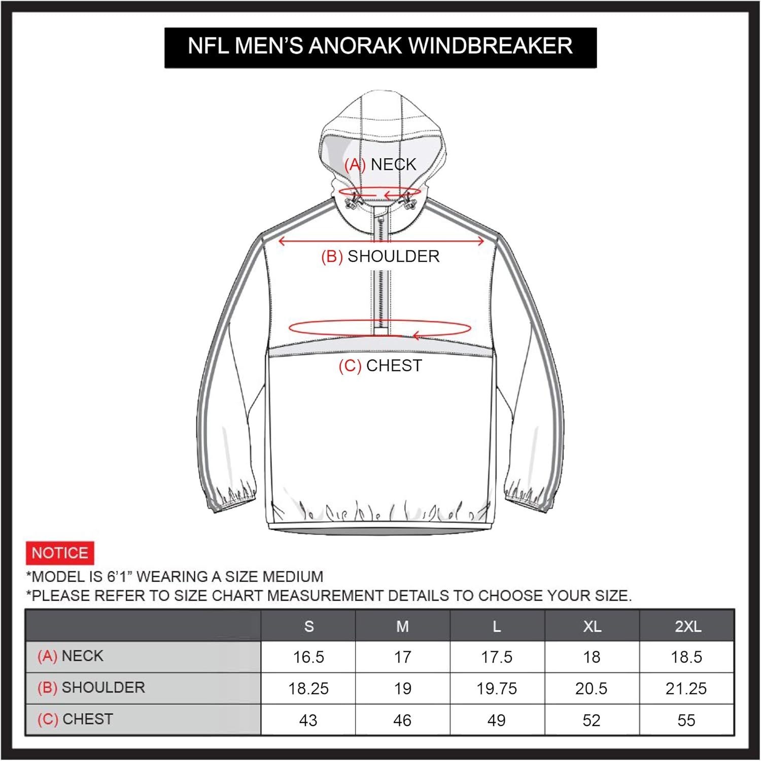 Ultra Game NFL Men's Quarter Zip Pullover Hoodie Packable Windbreaker Jacket : Clothing