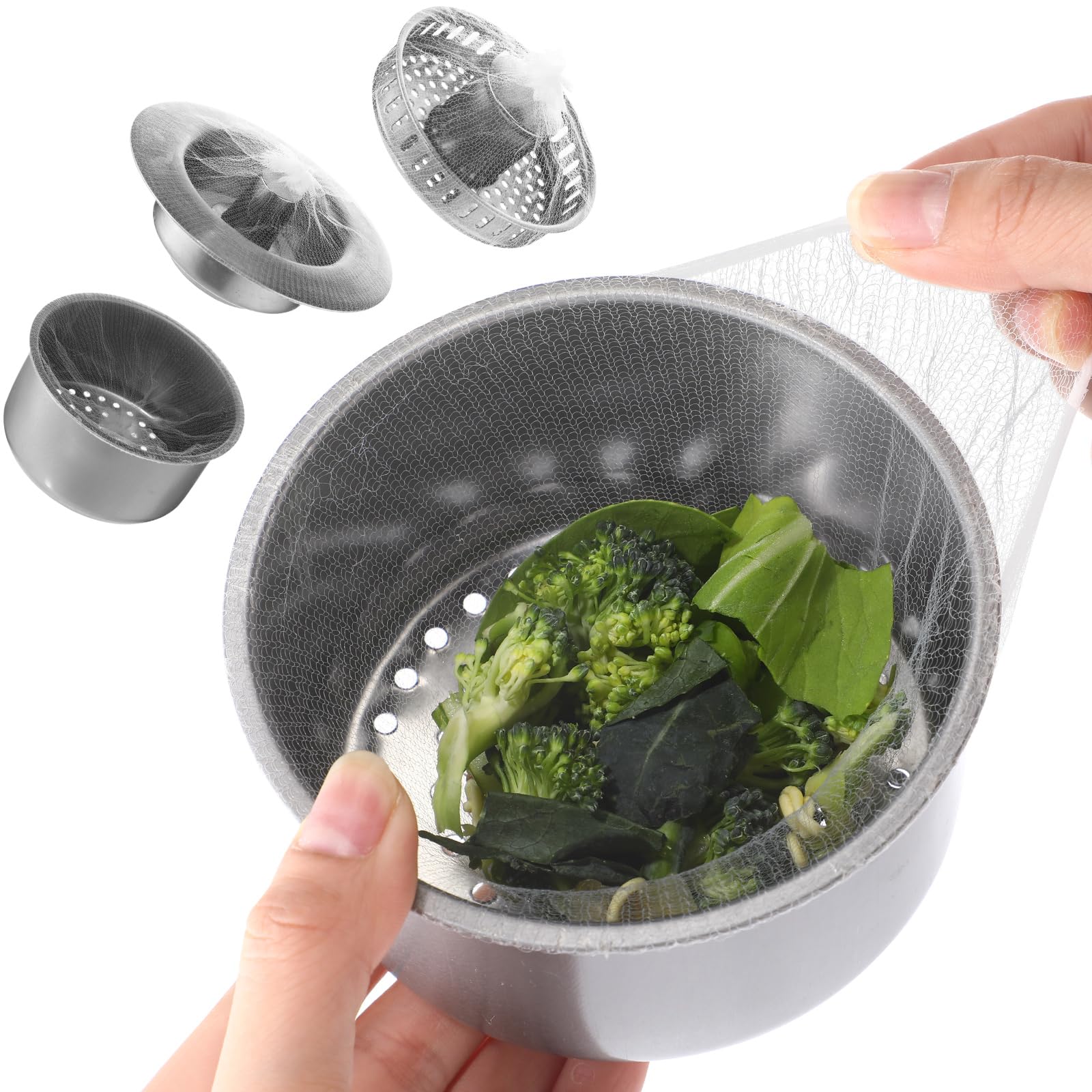 Photo 1 of Maxdot 500 Pcs Disposable Mesh Sink Strainer Bags, Elastic Kitchen Sink Strainer Mesh Bag Anti Clogging, for Collecting Kitchen Food Waste