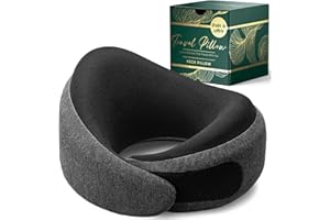 Proglobe Luxe Memory Foam Travel Neck Pillow for Airplanes, Ergonomic 360° Support with Soft Chin Support, Organic Cotton Cov
