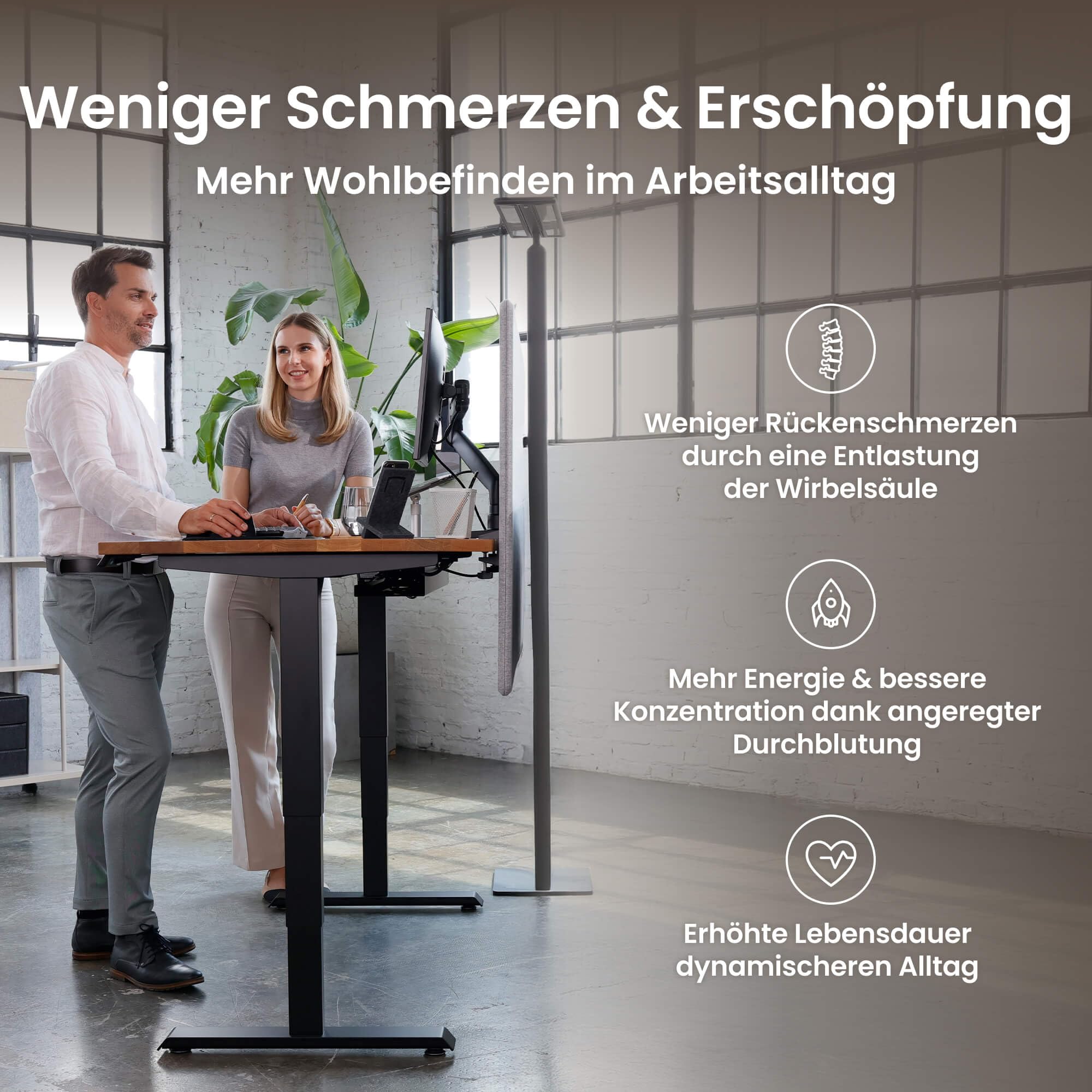 Ergotopia Desktopia Pro X Elektrisch höhenverstellbarer Schreibtisch, Ergonomischer Stehtisch für Büro oder Home Office (Buche, Gestell Schwarz, 120 x 80 cm) 3