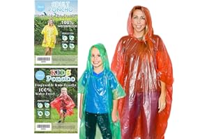 Lingito 20 Pack of Family Rain Ponchos | Disposable Emergency Ponchos | Perfect for Camping, Hiking & Travel