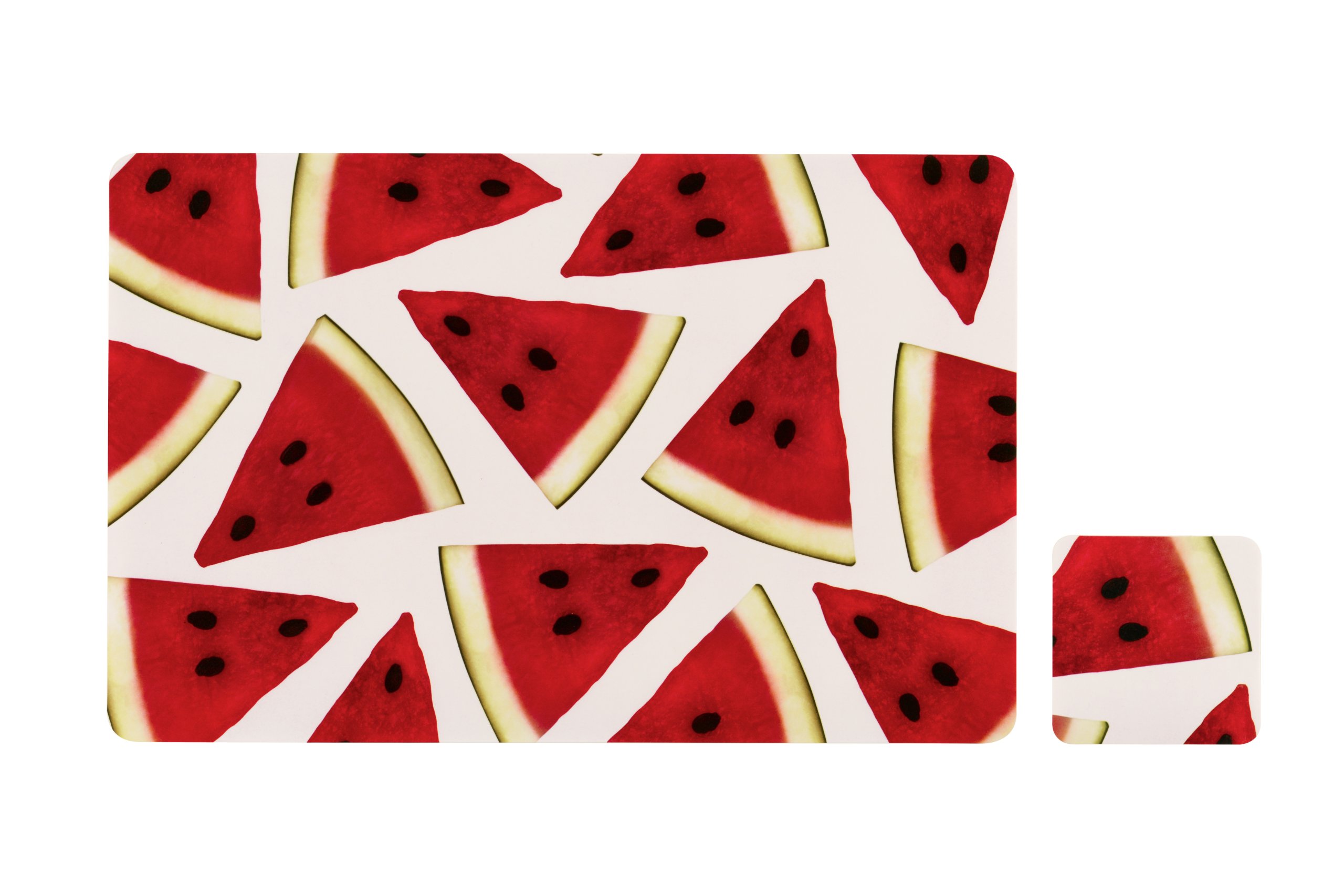 Premier Housewares 1203565 Water Melon Placemats and Coasters - Set of 4, Red, H3 x W44 x D28cm