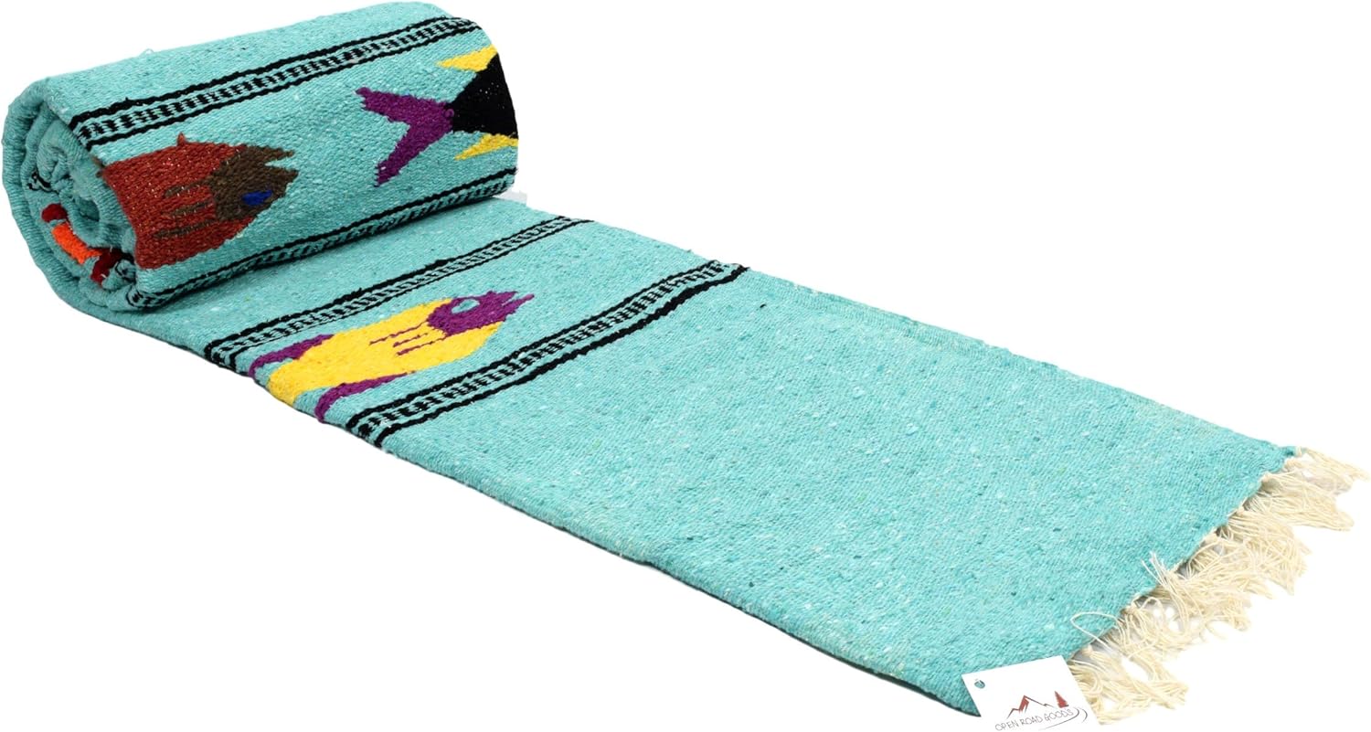 Open Road Goods Thick Mint Mexican Yoga Blanket Serape