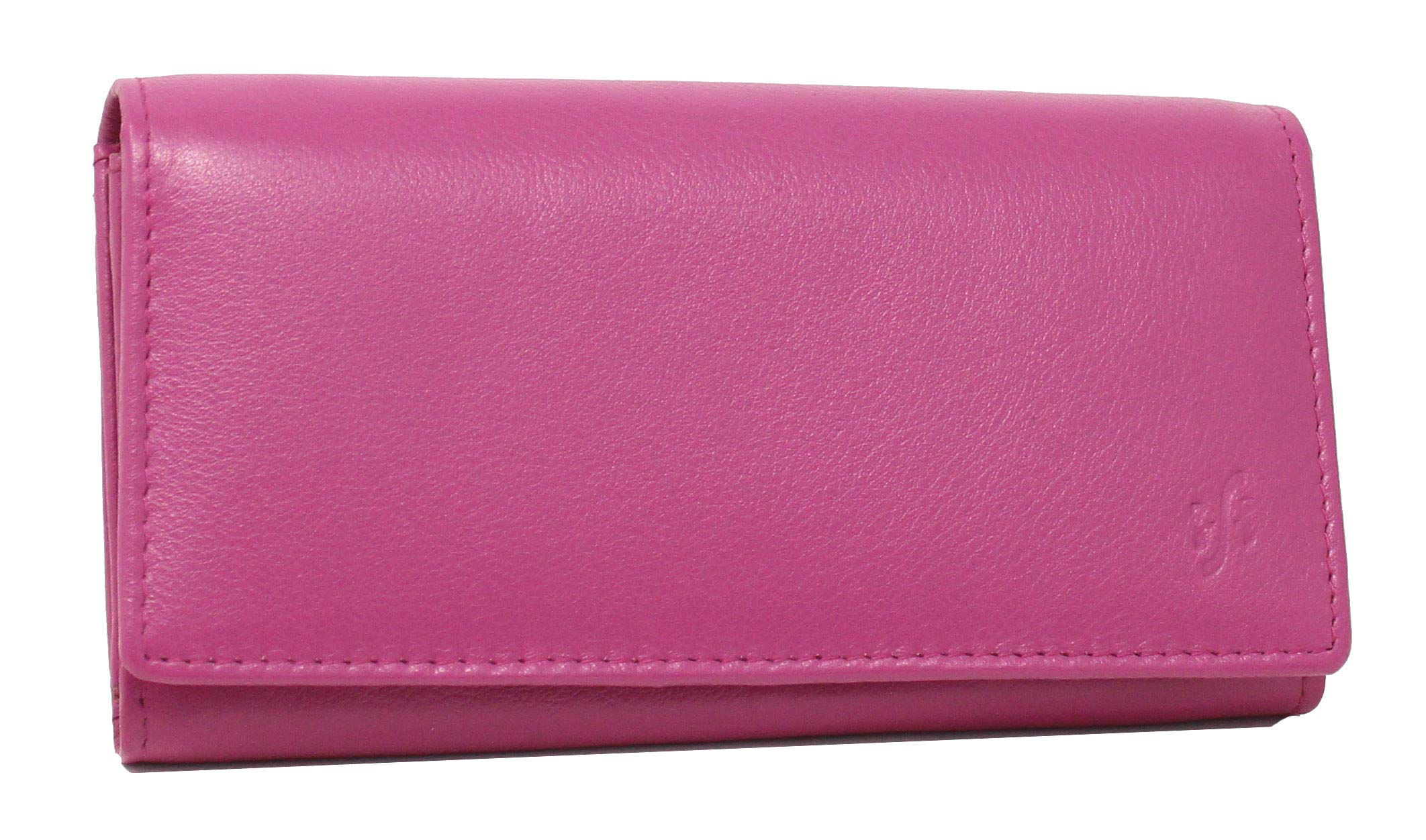 STARHIDE Ladies RFID Long Clutch Wallet, Soft Genuine Leather Flap Over Women Purse, Credit Cardholder, ID Money & Coin Organizer 5510 (Fuchsia)