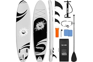 SereneLife Stand Up Inflatable Paddle Board with Premium SUP Accessories – Wide Stable Design with Non-Slip EVA Deck Pad for Adults and Youth of All Skill Levels