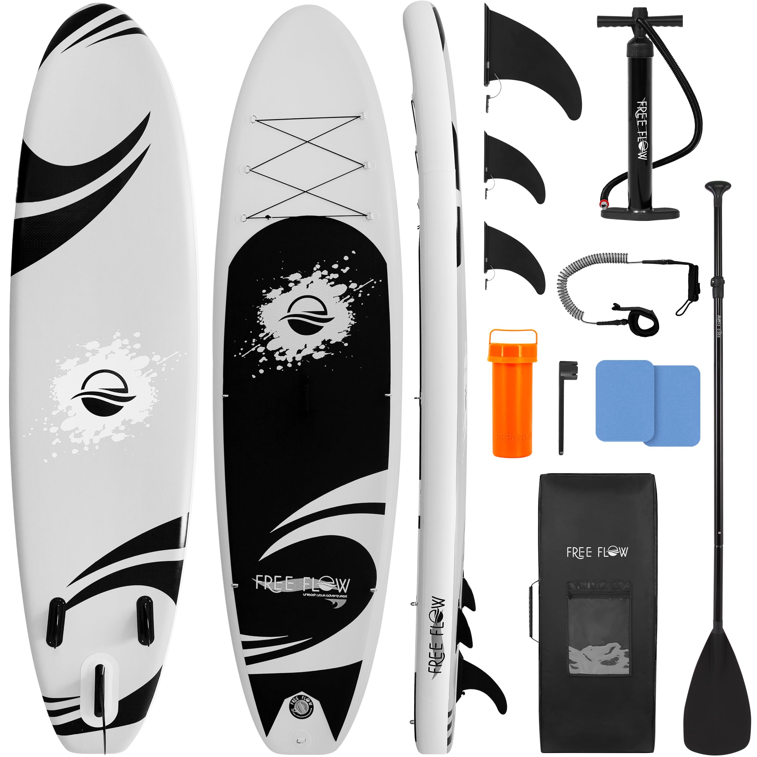 SereneLife Inflatable Stand Up Paddle Board (6 Inches Thick) with Premium SUP Accessories & Carry Bag | Wide Stance, Bottom Fin for Paddling, Surf Control, Non-Slip Deck | Youth & Adult Standing Boat Image