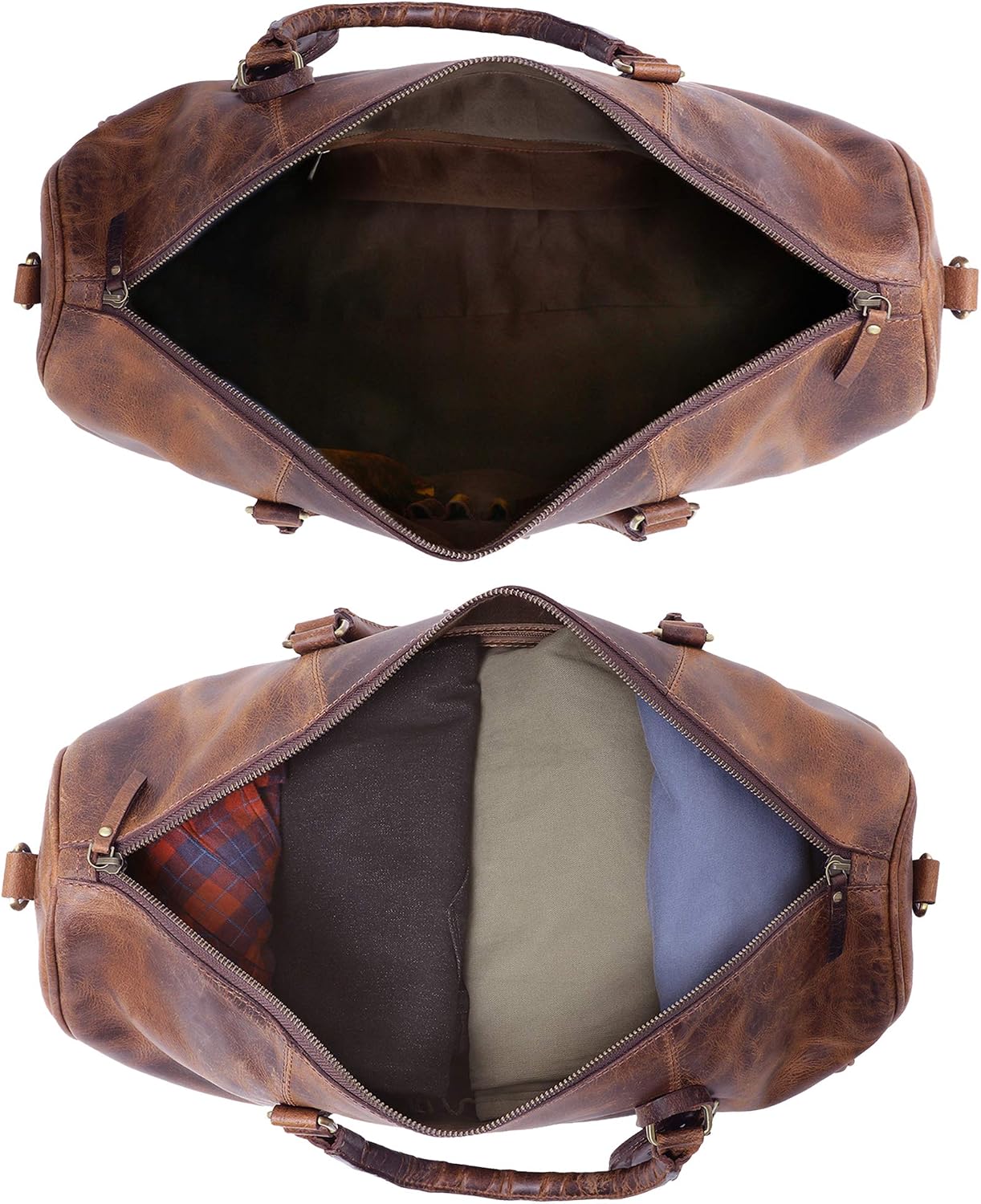 Leather Holdall Bags for Men - Travel Overnight Duffle Bag - Weekend Carry On Suitcase - Underseat Flight Cabin Duffel Bag - Image 5
