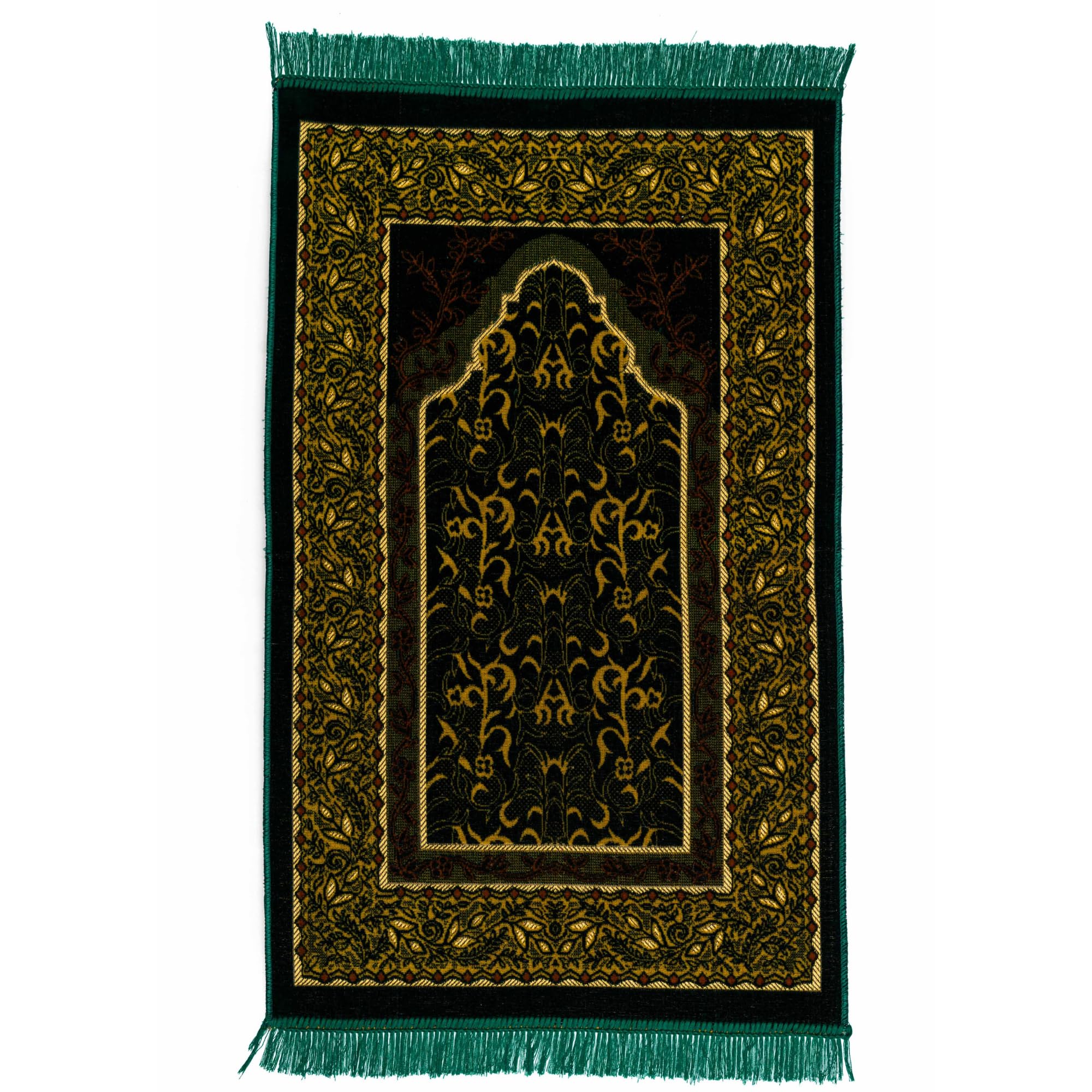 homeart Muslim Prayer Rug, Soft Plush Thin Islamic Prayer Mat, Janamaz, Sajada, Praying Carpet, Islamic Gift for Men & Women, Ramadan Eid Hajj Gift, Jeddah Pattern, Dark Green