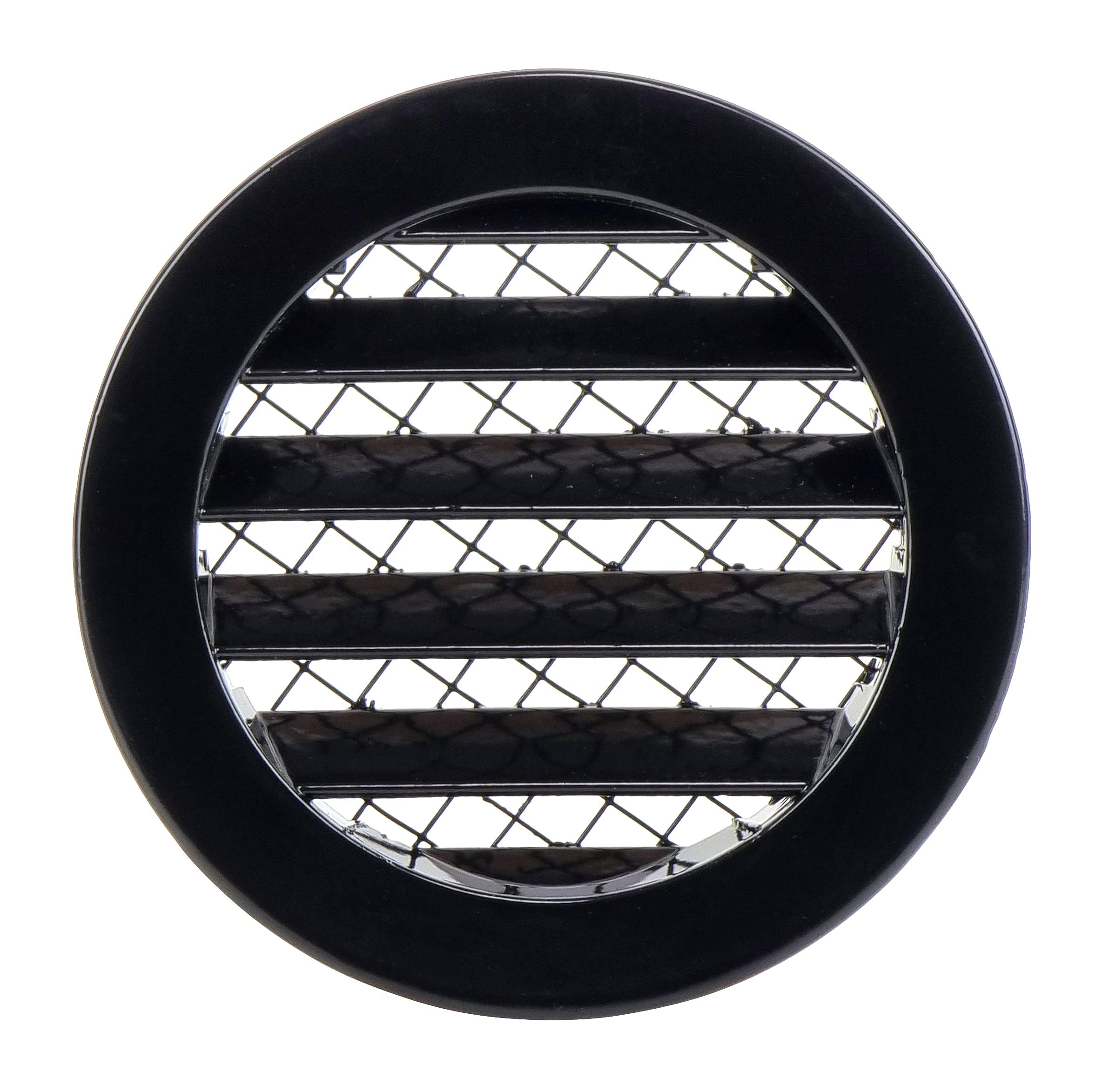 Steinberg14 Black Aluminum 100mm / 4'' Ventilation Grille, Grid Air Vent Cover for Round Ducting, Vent Pipe Cover