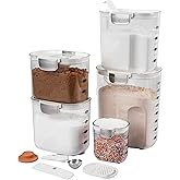 ProKeeper+ Airtight Food Storage Container Set – Clear Plastic Flour and Sugar Canister Set with Magnetic Accessories for Kitchen Organization (White, 9-Piece)