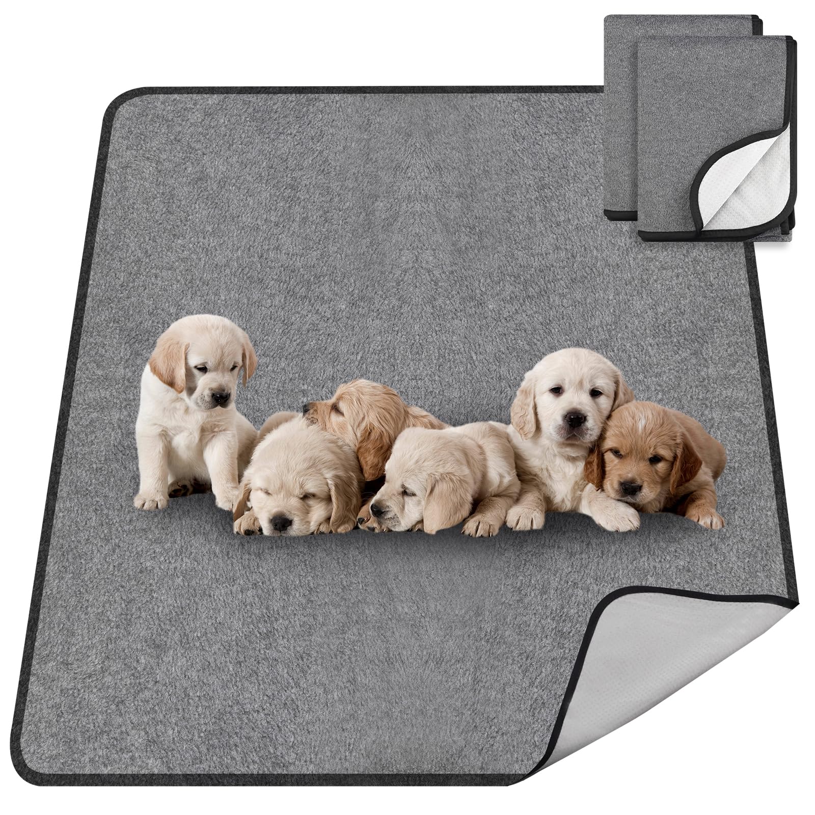 TAIKURA Washable Pee Pads for Dogs Reusable Dog Pads Non-Slip Dog Pee Pads Heavy Absorbency Puppy Pee Pads Quick Dry (2, 92*122CM)