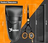 Candure 6.5 Hair Scissors with Comb Leather Pouch Professional Stainless Steel view 5