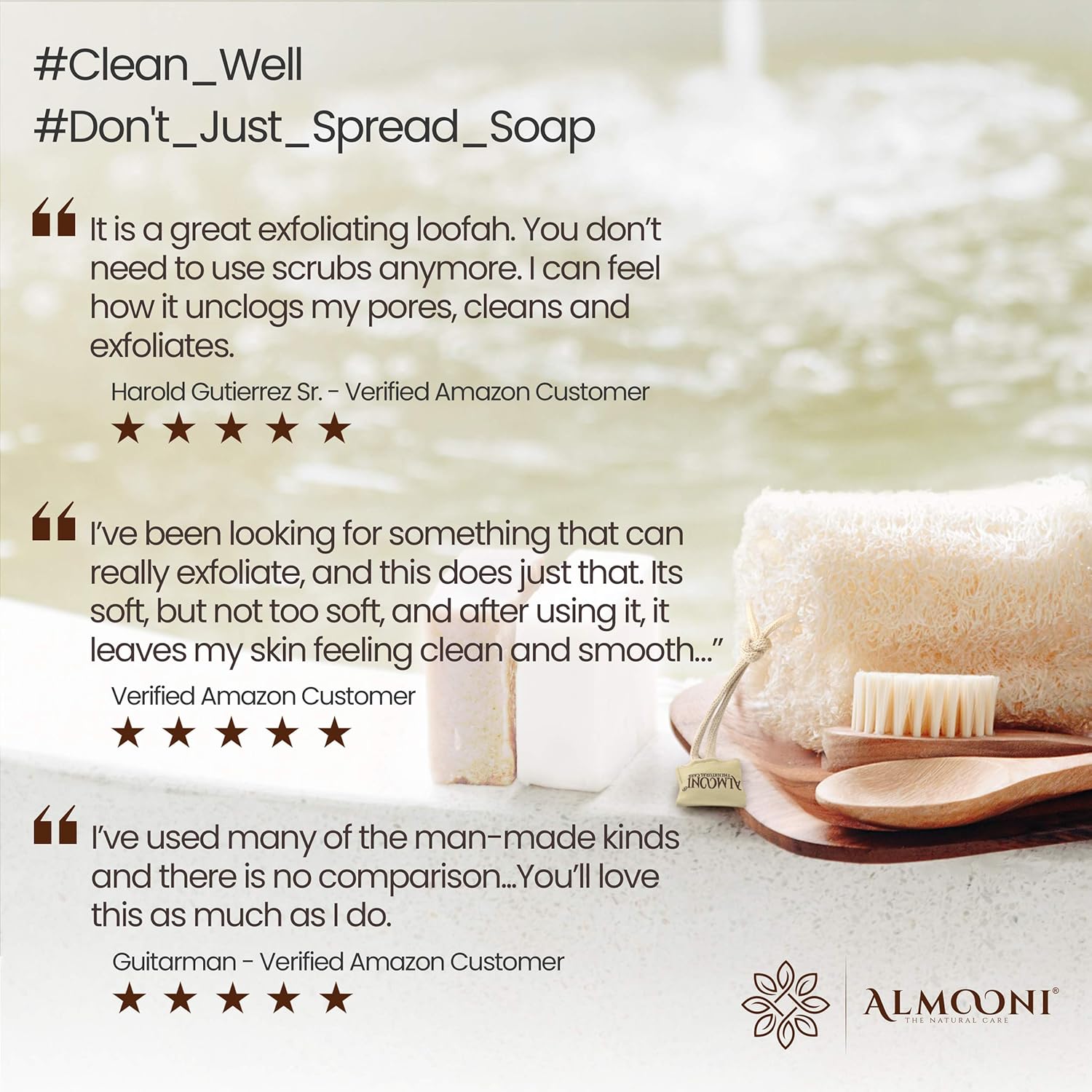 Premium Natural Eco-Friendly Egyptian Shower Loofah Sponge, Large Exfoliating Shower Loofa Body Scrubbers Buff Away Dead Skin for Smoother, More Radiant Appearance (3 lufa Pack): Beauty