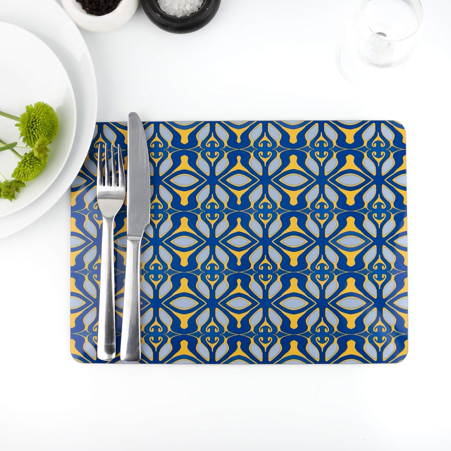 Colourful Dining Table Mat and Coaster Set, African Pattern, ExLarge