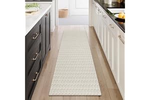 Collive Hallway Runner Rug 2x6 Kitchen Runner Rugs Non Slip Rubber Backed Tan Cotton Carpet Washable Farmhouse Rug Runners for Hallways Boho Floor Runners for Bedroom Entryway Laundry