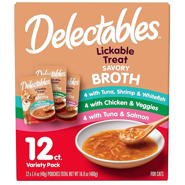 DELECTABLES SAVORY BROTHS LICKABLE WET CAT TREAT VARIETY...