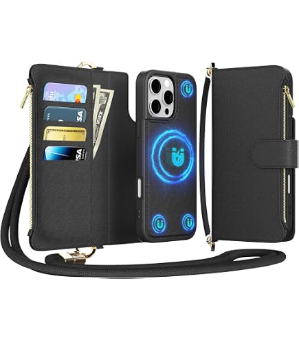 HANDODO Brieftaschen-Hülle Für IPhone 15 Pro Max: Veganes Leder Mit RFID-Schutz, Abnehmbarer Trageriemen & Integriertem Ständer