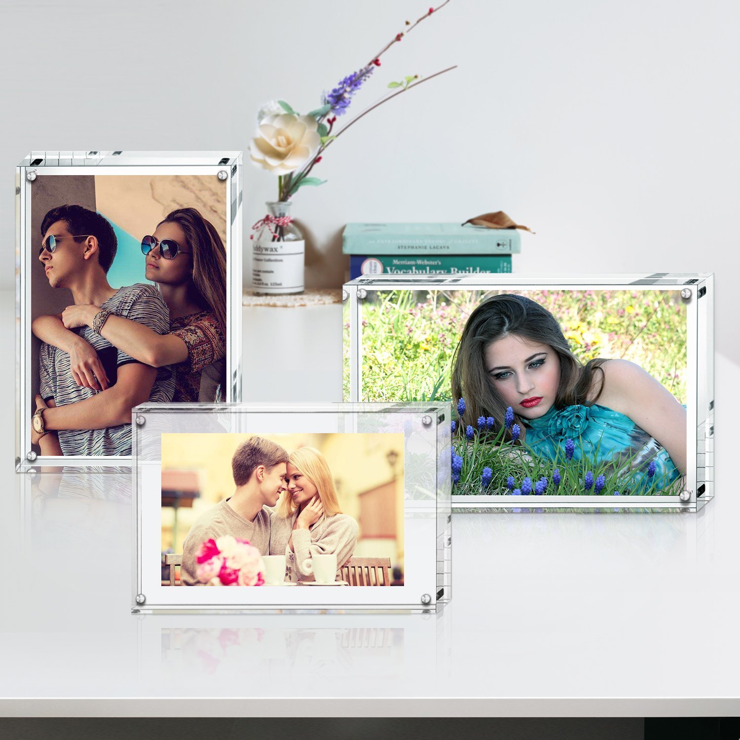 Boxalls Magnetic Picture Photo Frames Collage, Photo Booth, Transparent Acrylic,10mm+10mm Thickness (2 Pack 8\'\')