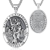 EUDORA 925 Sterling Silver St Christopher/St Benedict/St Michael/Virgin Mary/San Judas Tadeo/Good Shepherd Cross/Archangel Necklace Medal Pendant Protection Religious Amulet Jewelry For Men Women