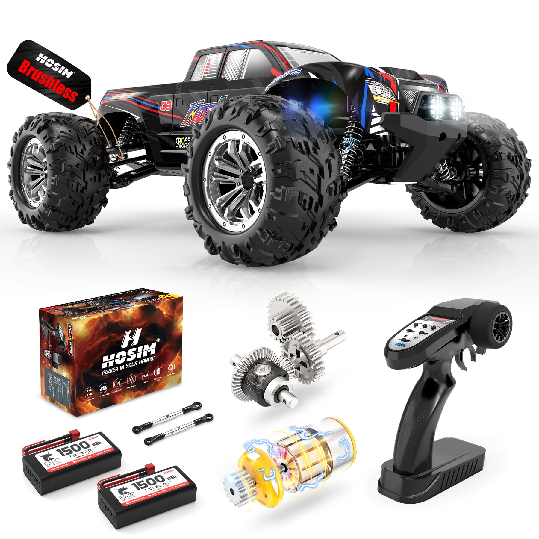Photo 1 of Hosim 1:10 Scale Brushless Rc Cars for Adults Boys, 62+KMH High Speed Remote Control Car Fast, 4X4 All Terrains Waterproof Off Road Hobby Grade Large Racing Buggy Toy Gift Monster Trucks