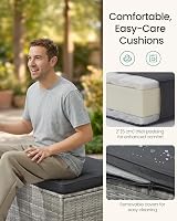 SONGMICS Garden Furniture Set PE Rattan Patio Corner Sofa with Cushions Grey view 6
