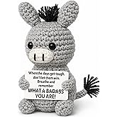 Frabaca Funny Graduation Positive Badass Donkey Crochet Animals, Motivational Gift for Women Men Coworkers, Best Friends - Uplifting Support Small Fathers Day Holiday Basket Stuffer for Grandkids