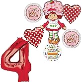 Anagram 4th Birthday Party Supplies Strawberry Girl Shortcake Jumbo Shape Balloon Bouquet Decorations